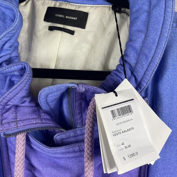 $1280 Isabel Marant Women's 42 US 10 Blue Veste Kalastd Ombre Zip Tassel Collar - Picture 5 of 15